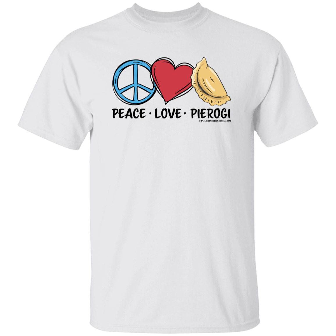 Peace Love Pierogi T-Shirts CustomCat White S 