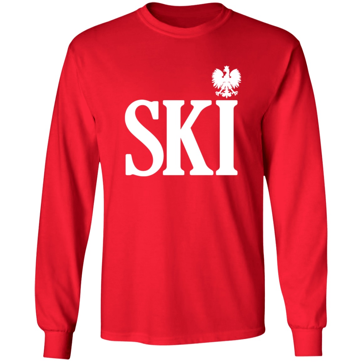 SKI Polish Surname Ending Apparel CustomCat G540 LS T-Shirt Red S