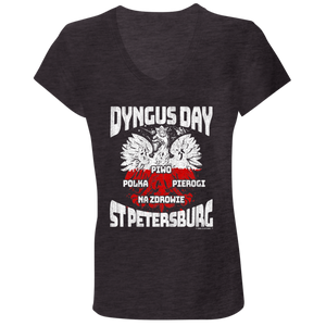 Dyngus Day St Petersburg - B6005 Ladies' Jersey V-Neck T-Shirt / Dark Grey Heather / S - Polish Shirt Store