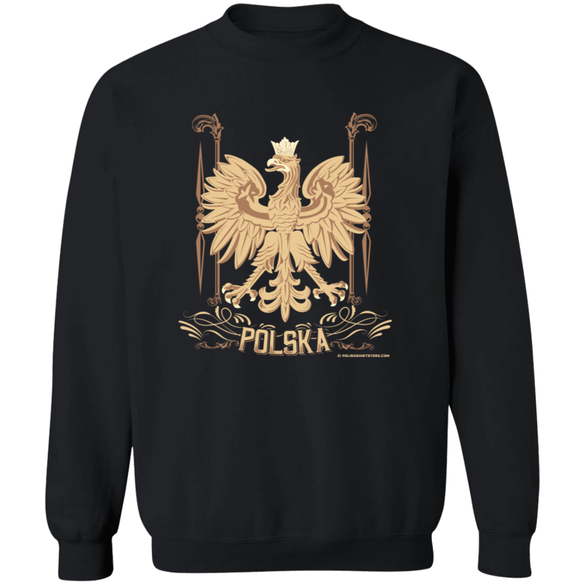 Polska Gold Polish Eagle Apparel CustomCat G180 Crewneck Pullover Sweatshirt Black S