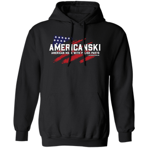 Americanski American Made With Polish Parts - G185 Pullover Hoodie / Black / S - Polish Shirt Store