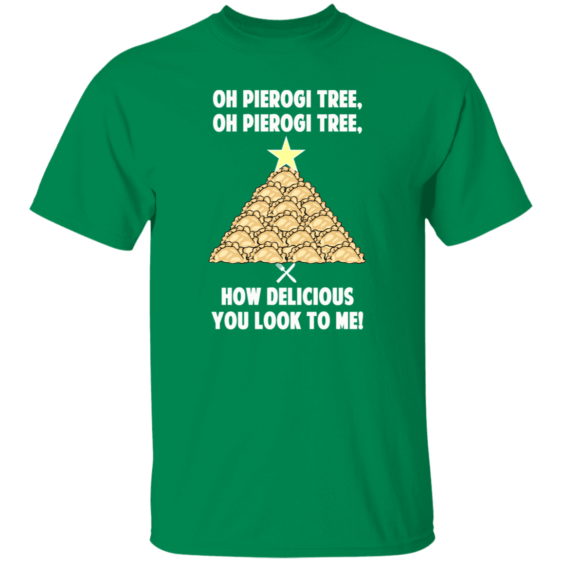 Pierogi Tree T-Shirt - The Original T-Shirts CustomCat Turf Green S 