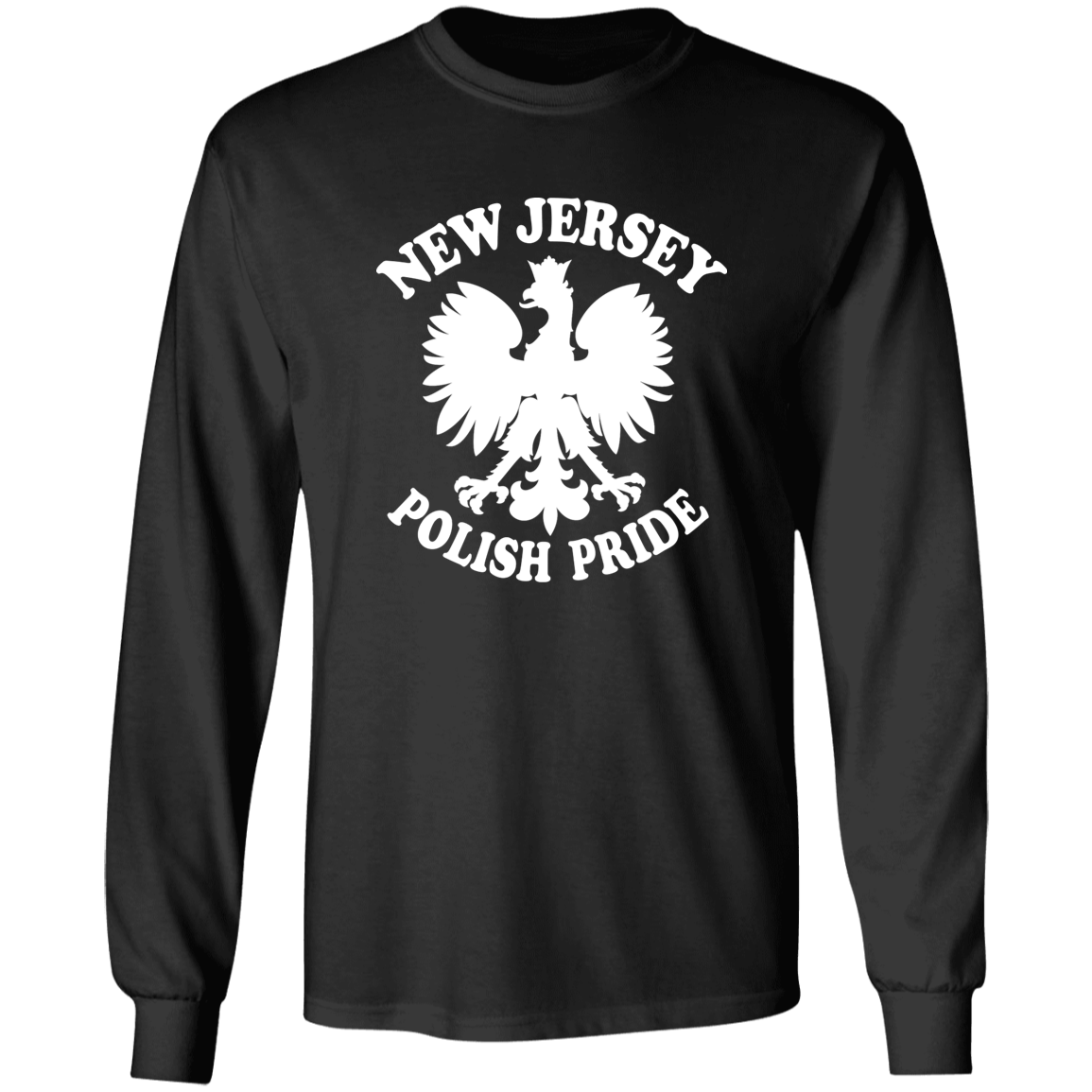 New Jersey Polish Pride Apparel CustomCat G240 LS Ultra Cotton T-Shirt Black S