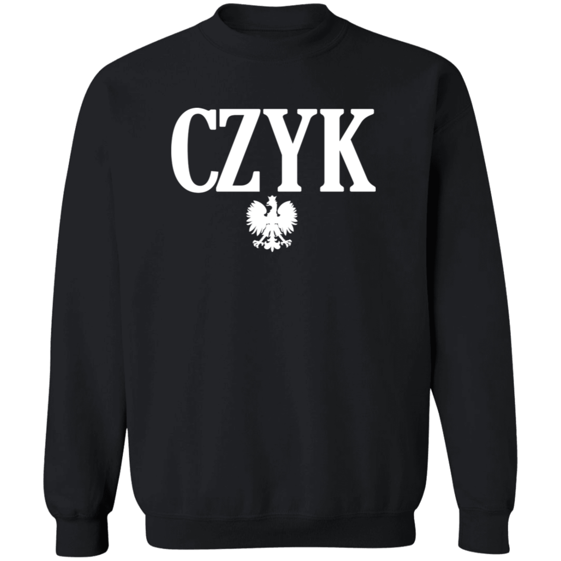 CZYK Polish Surname Ending Apparel CustomCat G180 Crewneck Pullover Sweatshirt Black S