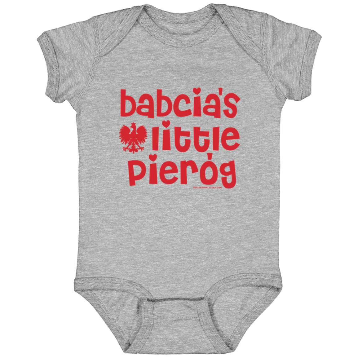 Babcia's Little Pierogi Infant Bodysuit Baby CustomCat Heather Grey Newborn 