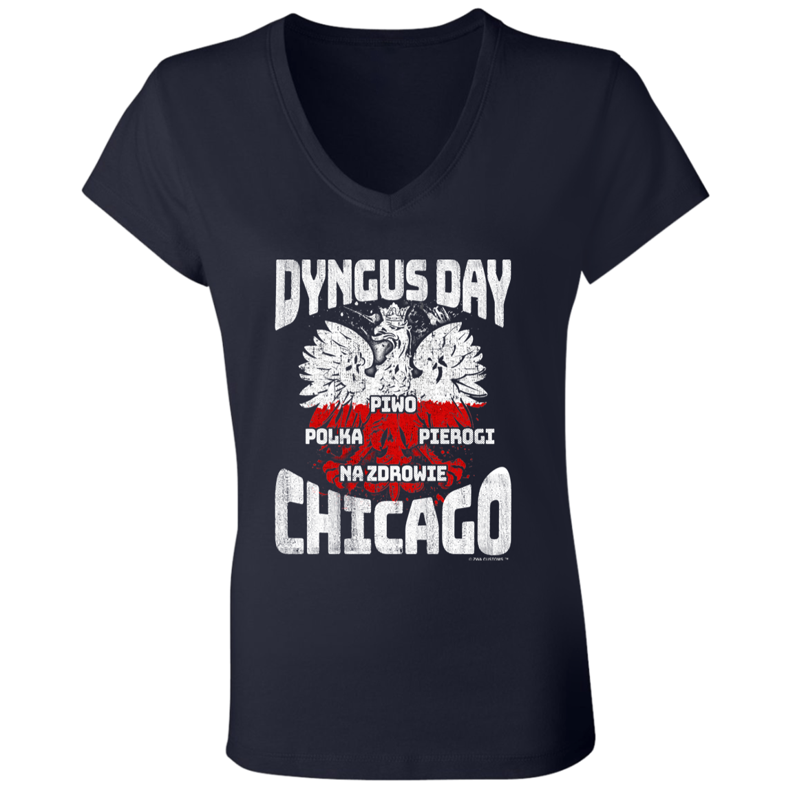 Dyngus Day Chicago Apparel CustomCat B6005 Ladies' Jersey V-Neck T-Shirt Navy S
