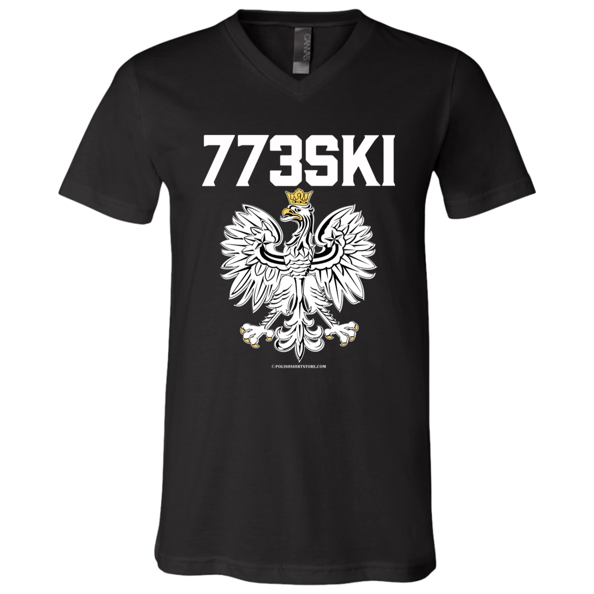 773ski Apparel CustomCat 3005 Unisex Jersey SS V-Neck T-Shirt Black X-Small