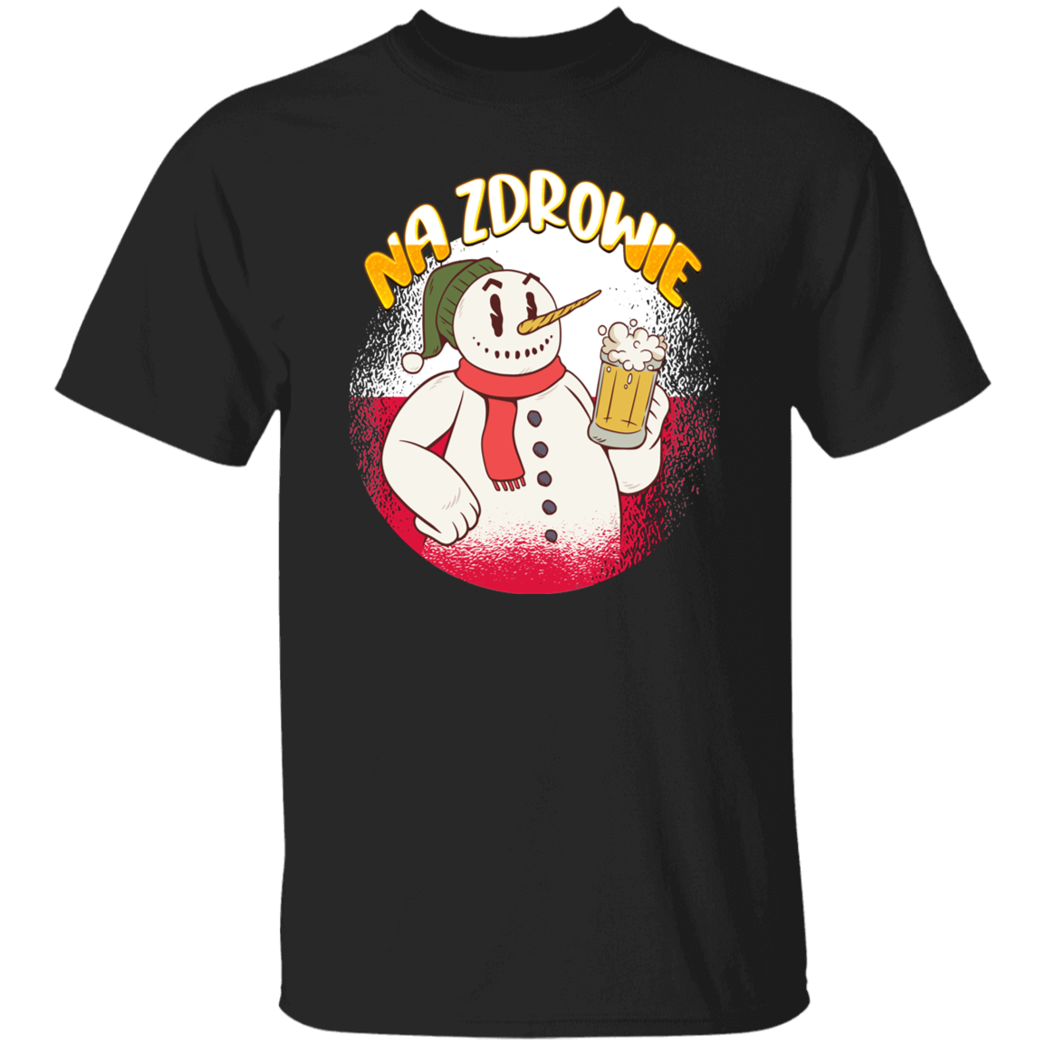 Na Zdrowie Snowman T-Shirts CustomCat Black S 