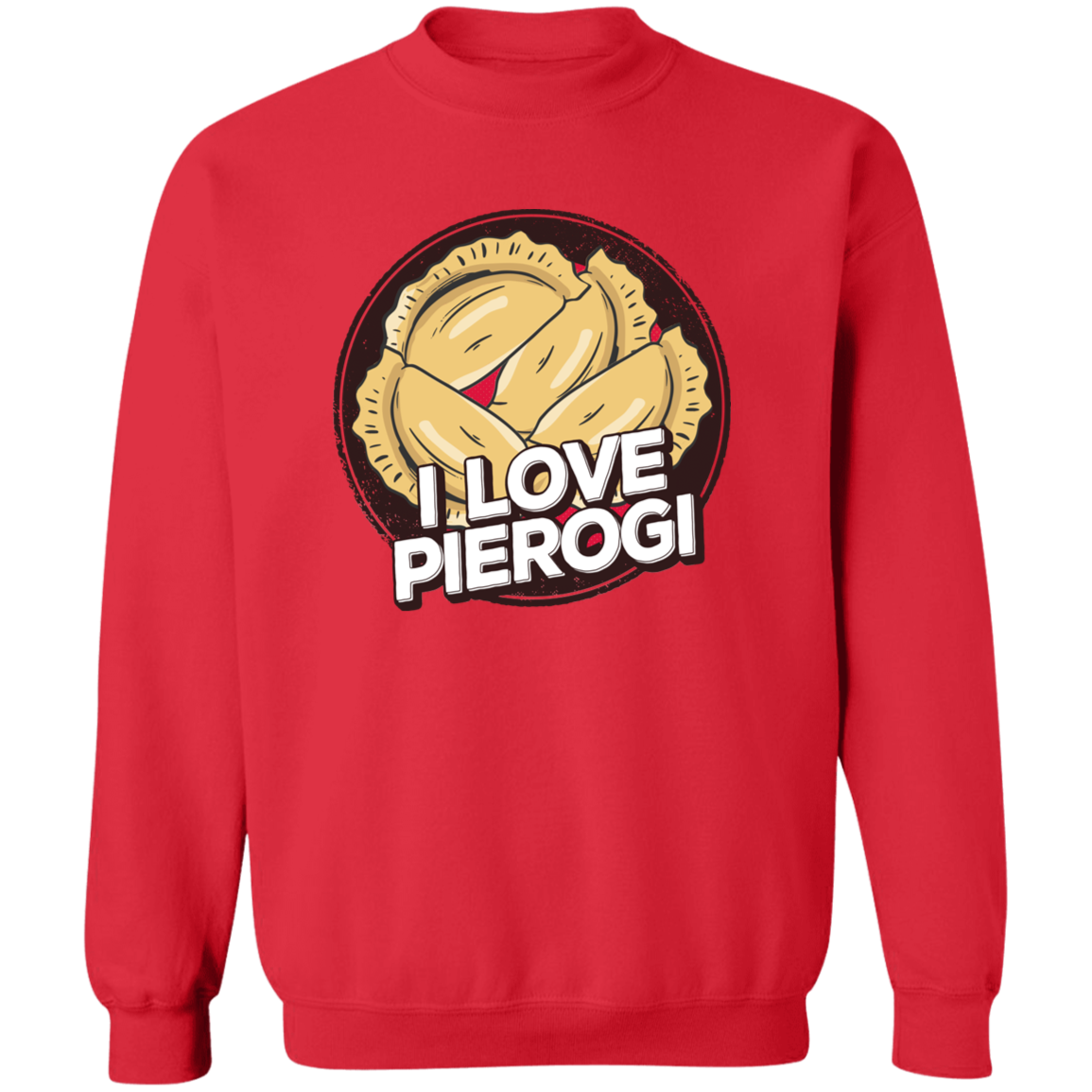 I Love Pierogi Apparel CustomCat G180 Crewneck Pullover Sweatshirt Red S