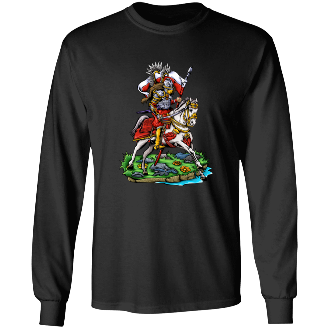 Polish Winged Hussar Apparel CustomCat G540 LS T-Shirt Black S