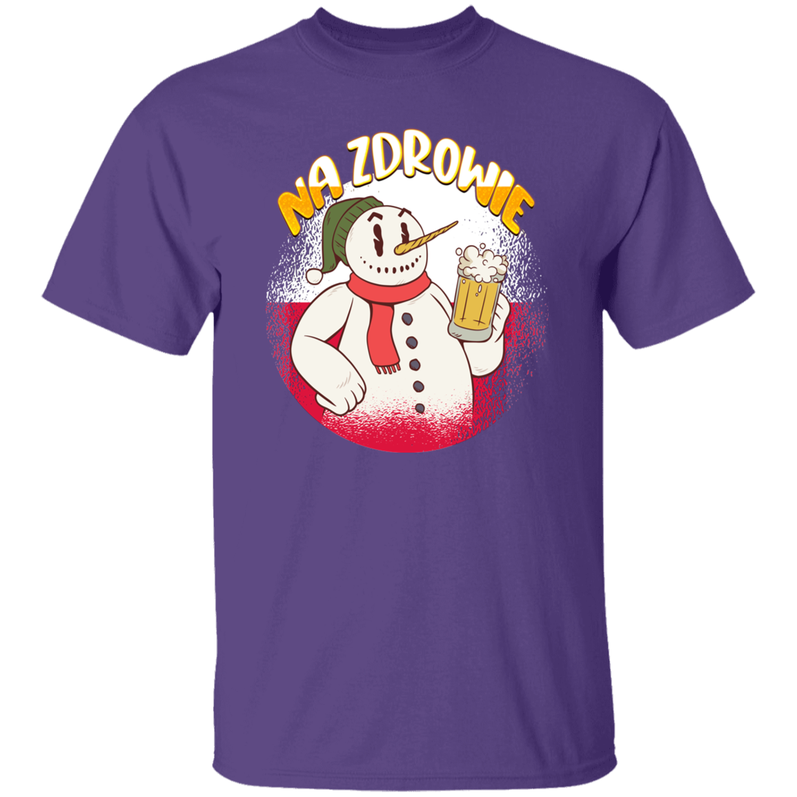 Na Zdrowie Snowman T-Shirts CustomCat Purple S 