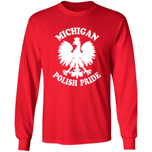 Michigan Polish Pride - G240 LS Ultra Cotton T-Shirt / Red / S - Polish Shirt Store