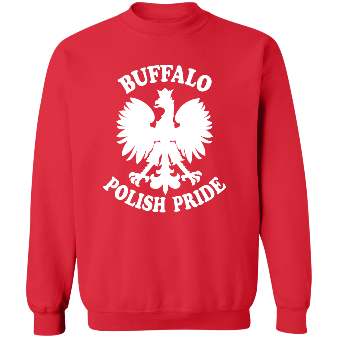 Buffalo Polish Pride Apparel CustomCat G180 Crewneck Pullover Sweatshirt Red S