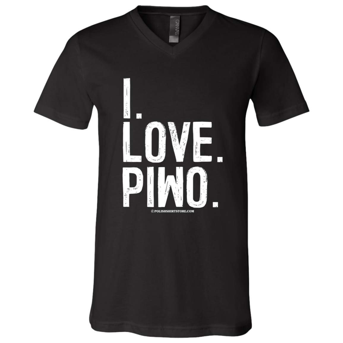 I Love Piwo Apparel CustomCat 3005 Unisex Jersey SS V-Neck T-Shirt Black X-Small