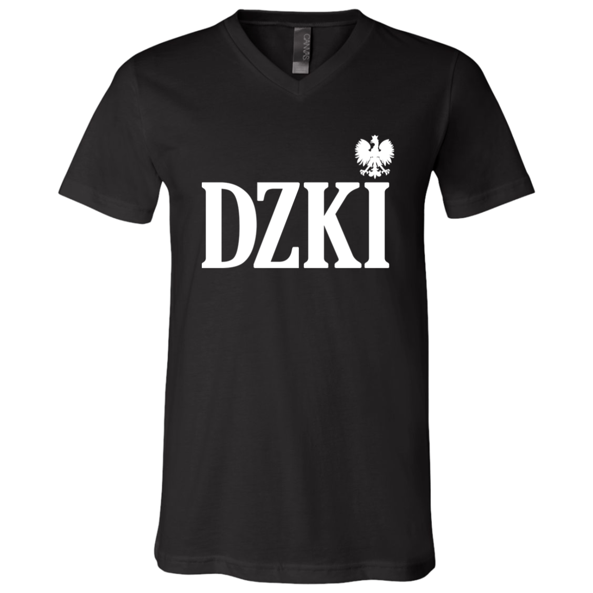 DZKI Polish Surname Ending Apparel CustomCat 3005 Unisex Jersey SS V-Neck T-Shirt Black X-Small