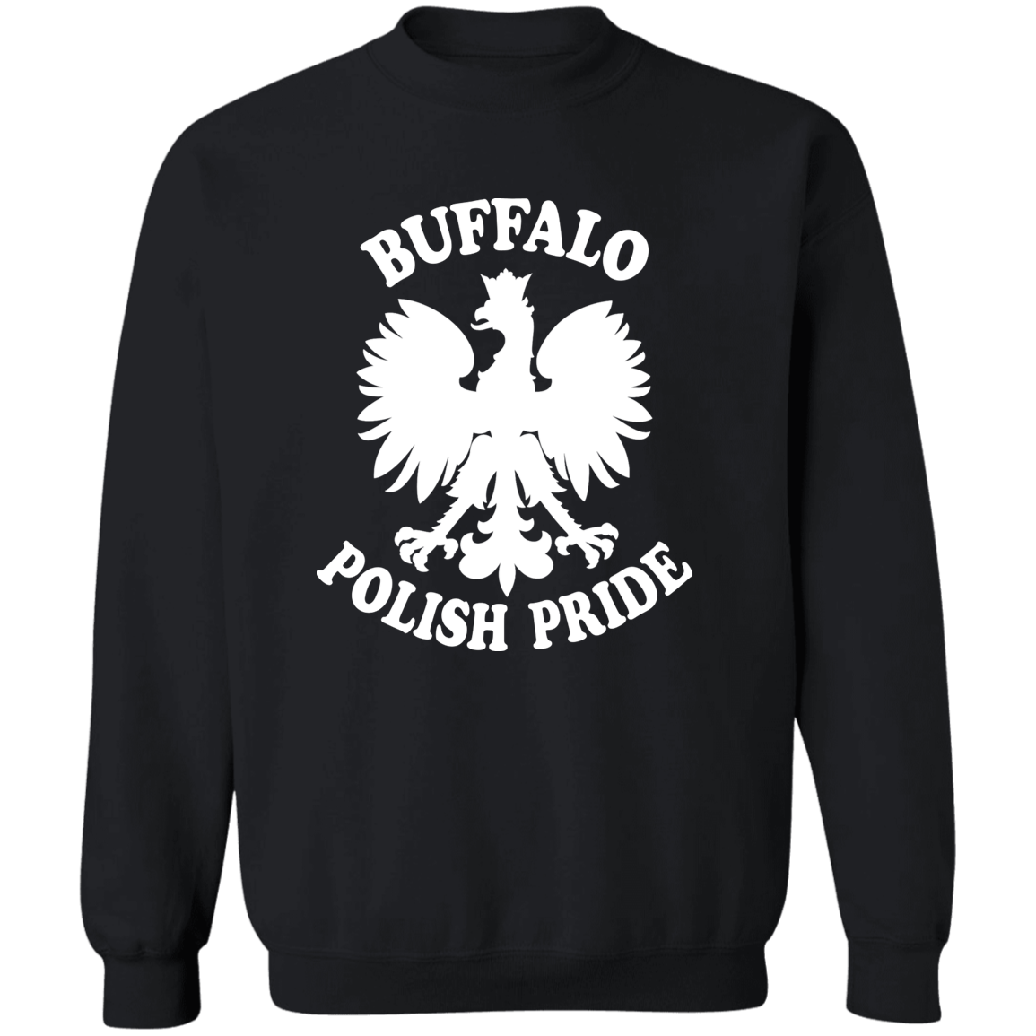 Buffalo Polish Pride Apparel CustomCat G180 Crewneck Pullover Sweatshirt Black S