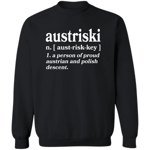 Austriski A Person Of Austrian Polish Descent - G180 Crewneck Pullover Sweatshirt / Black / S - Polish Shirt Store