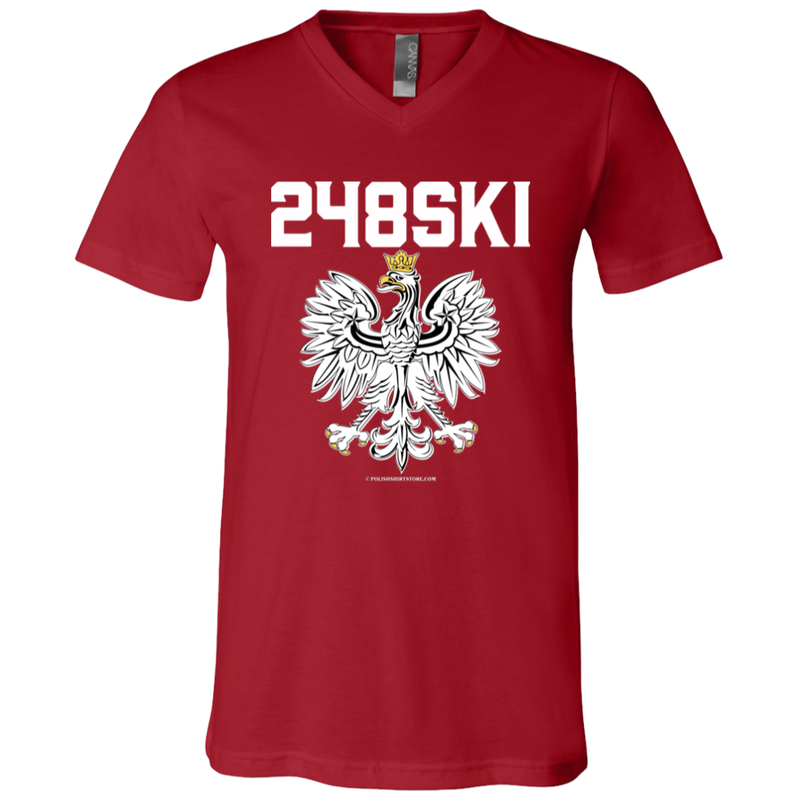 248SKI Apparel CustomCat 3005 Unisex Jersey SS V-Neck T-Shirt Canvas Red X-Small