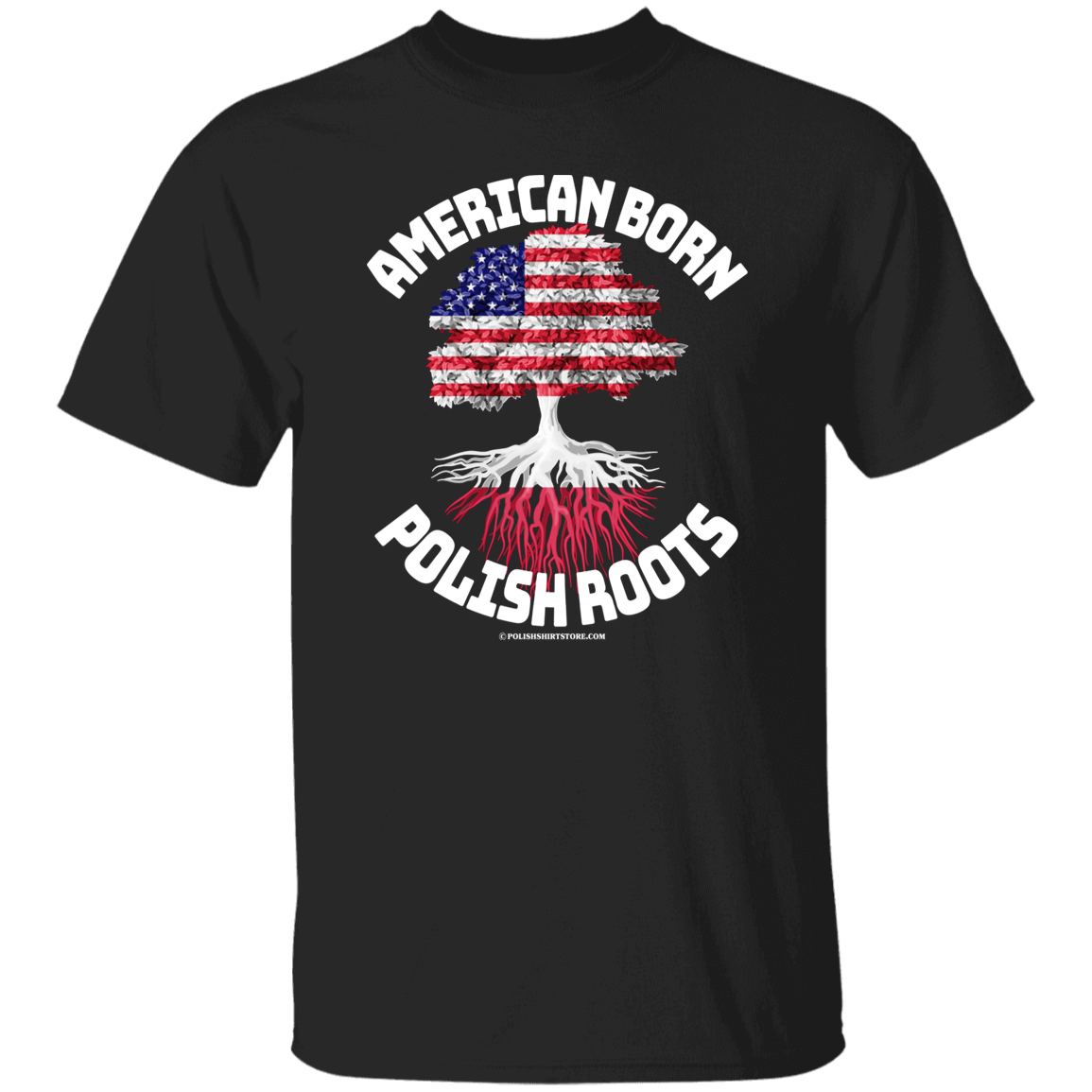 American Born Polish Roots Apparel CustomCat G500 5.3 oz. T-Shirt Black S