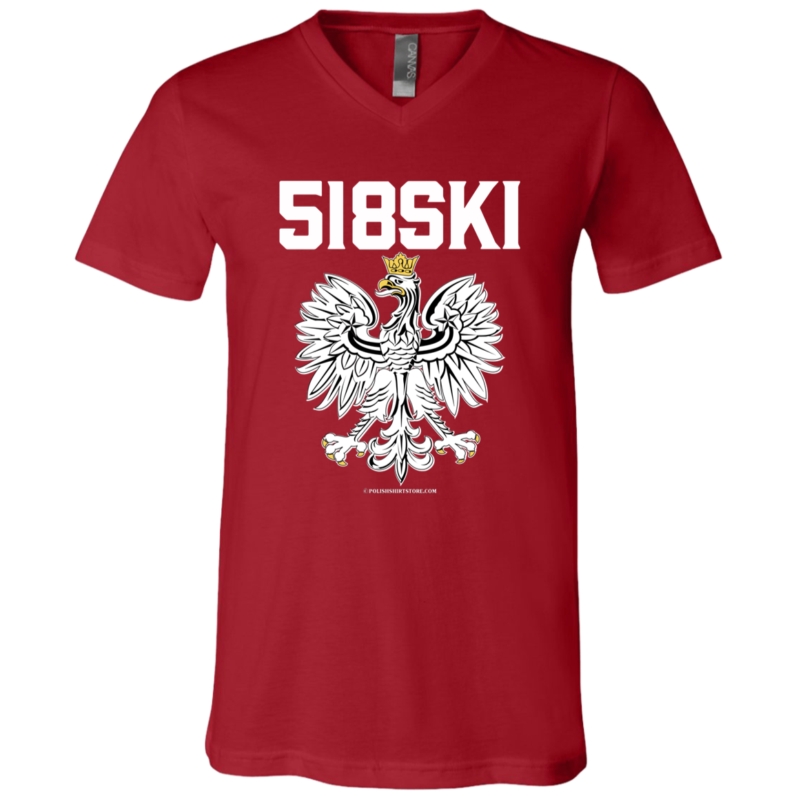 518SKI Apparel CustomCat 3005 Unisex Jersey SS V-Neck T-Shirt Canvas Red X-Small