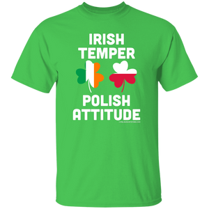 Irish Temper Polish Attitude - G500 5.3 oz. T-Shirt / Electric Green / S - Polish Shirt Store