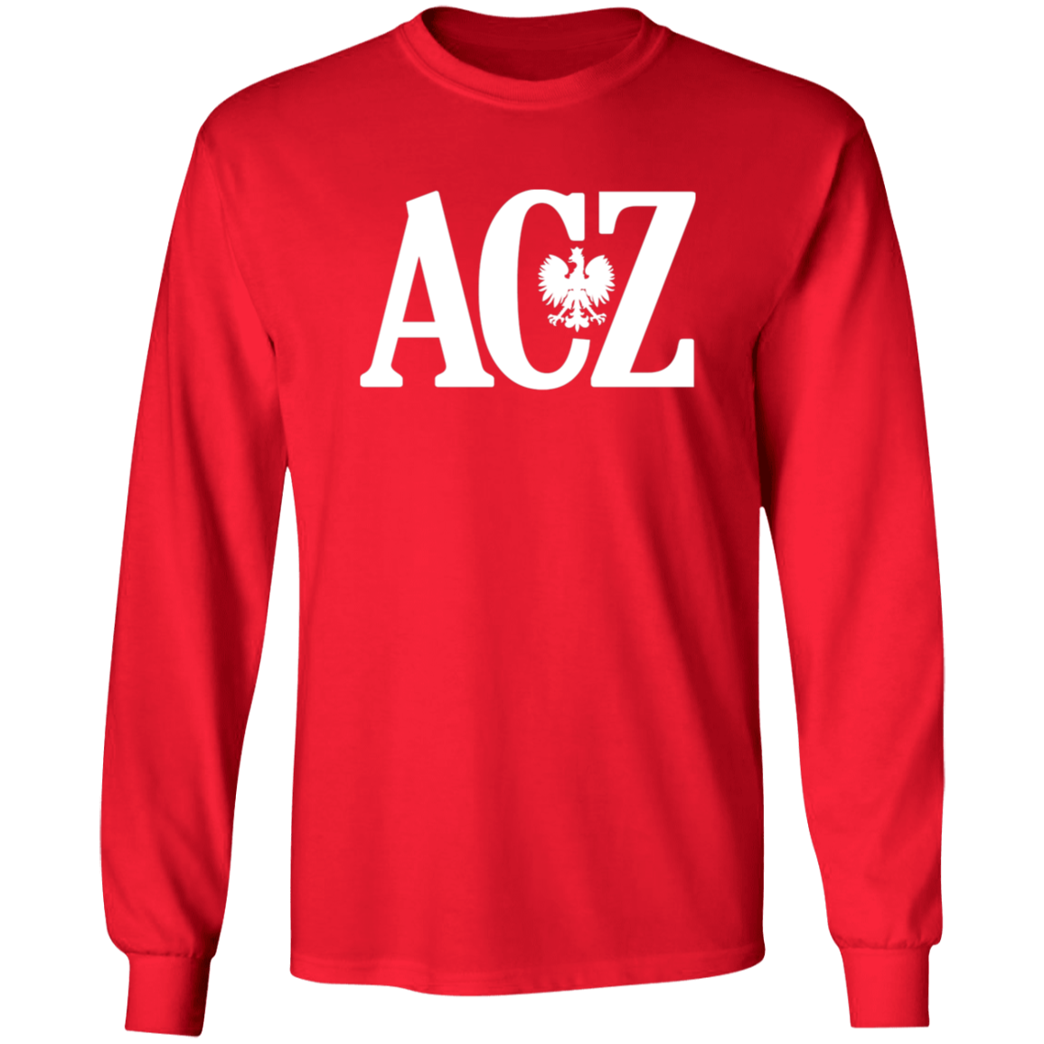 Polish Surname Ending in ACZ Apparel CustomCat G540 LS T-Shirt Red S