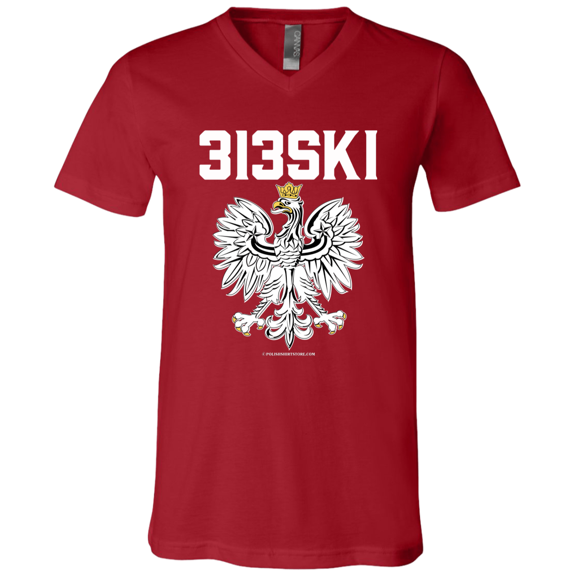 313SKI Apparel CustomCat 3005 Unisex Jersey SS V-Neck T-Shirt Canvas Red X-Small