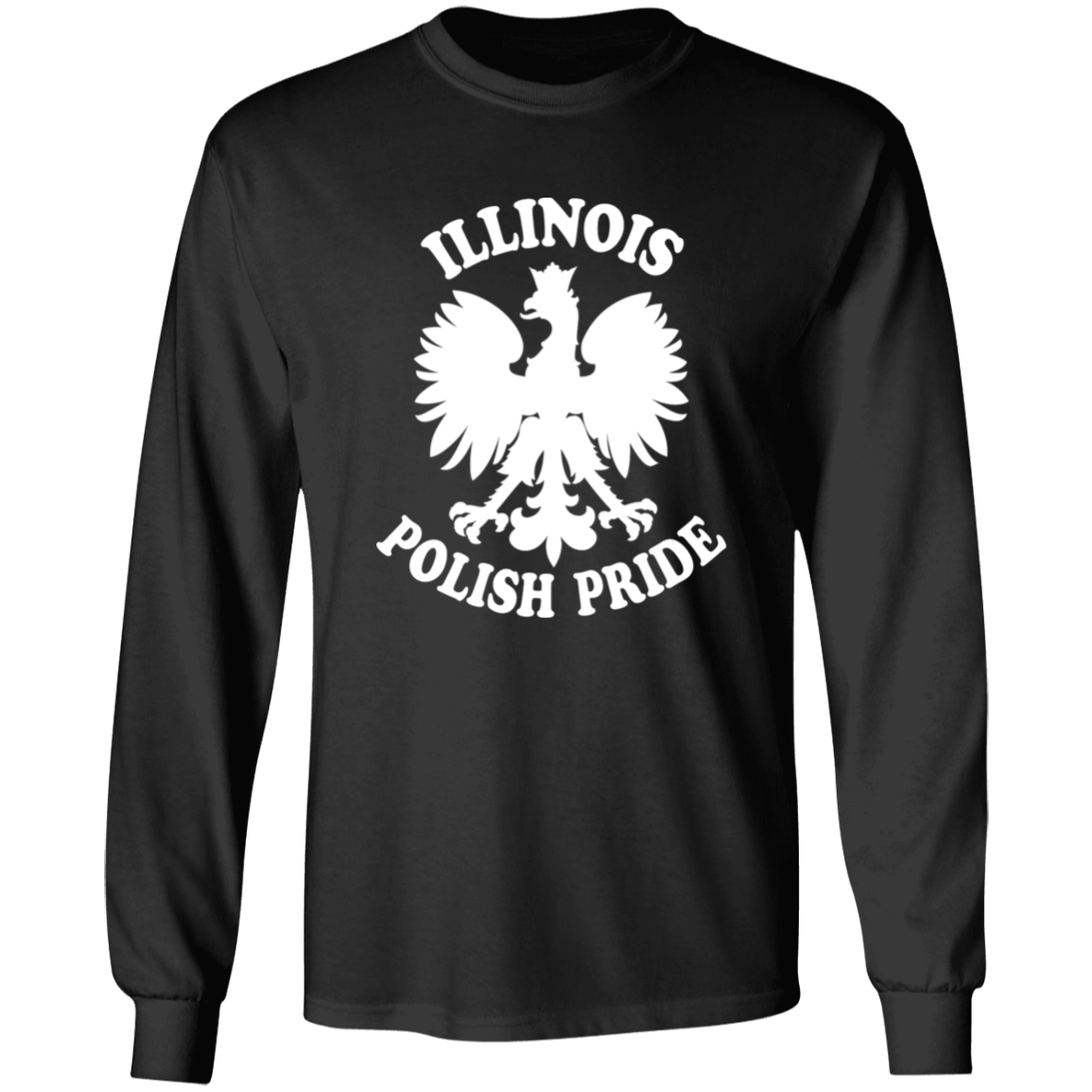 Illinois Polish Pride Apparel CustomCat G240 LS Ultra Cotton T-Shirt Black S