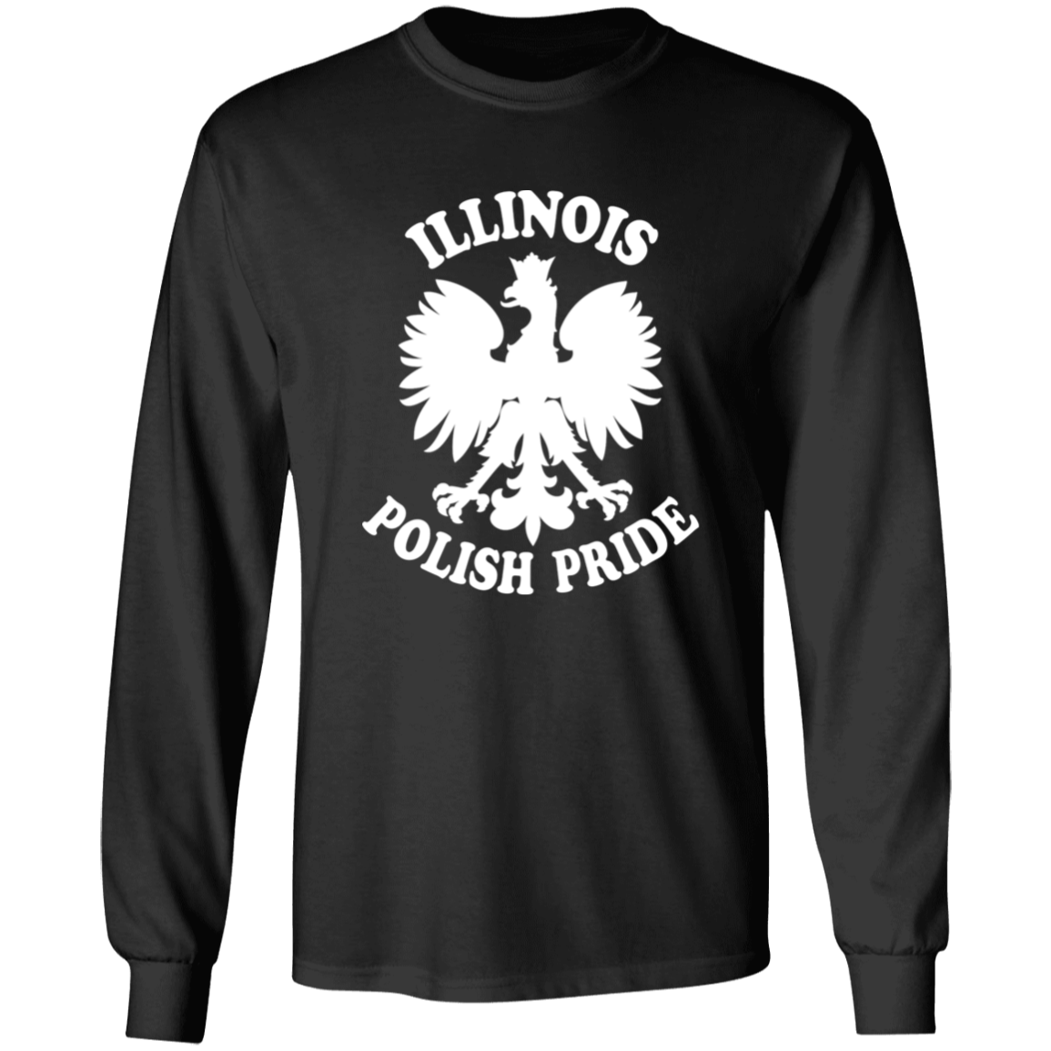 Illinois Polish Pride Apparel CustomCat G540 LS T-Shirt Black S