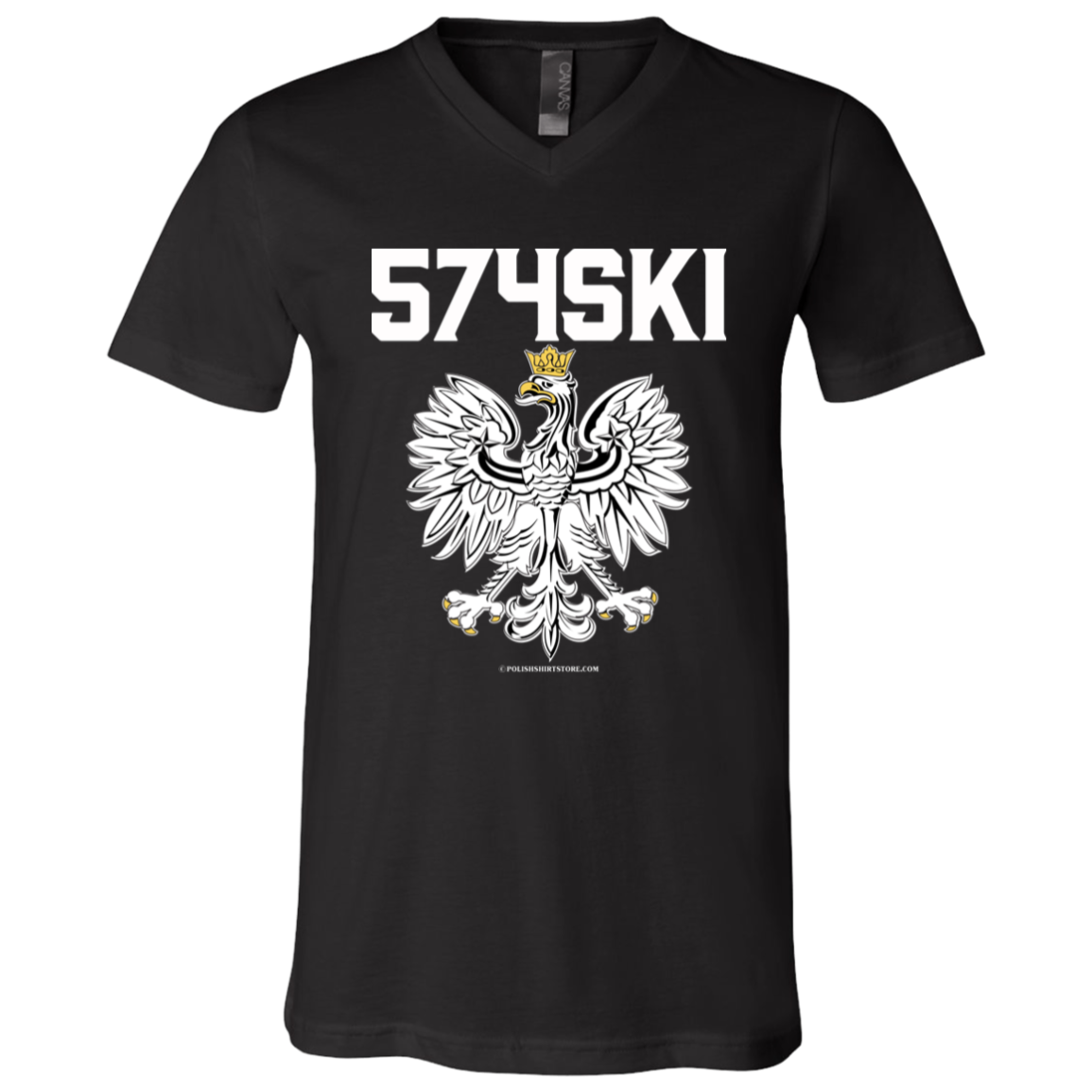 574SKI Apparel CustomCat 3005 Unisex Jersey SS V-Neck T-Shirt Black X-Small