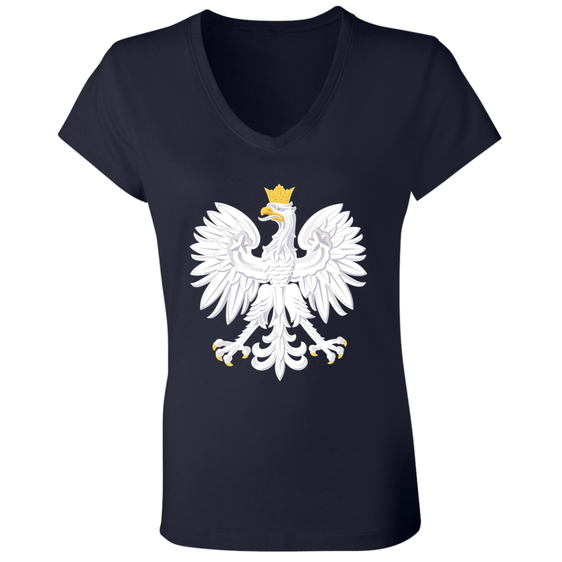 Polish Eagle Ladies' V-Neck T-Shirt T-Shirts CustomCat Navy S 