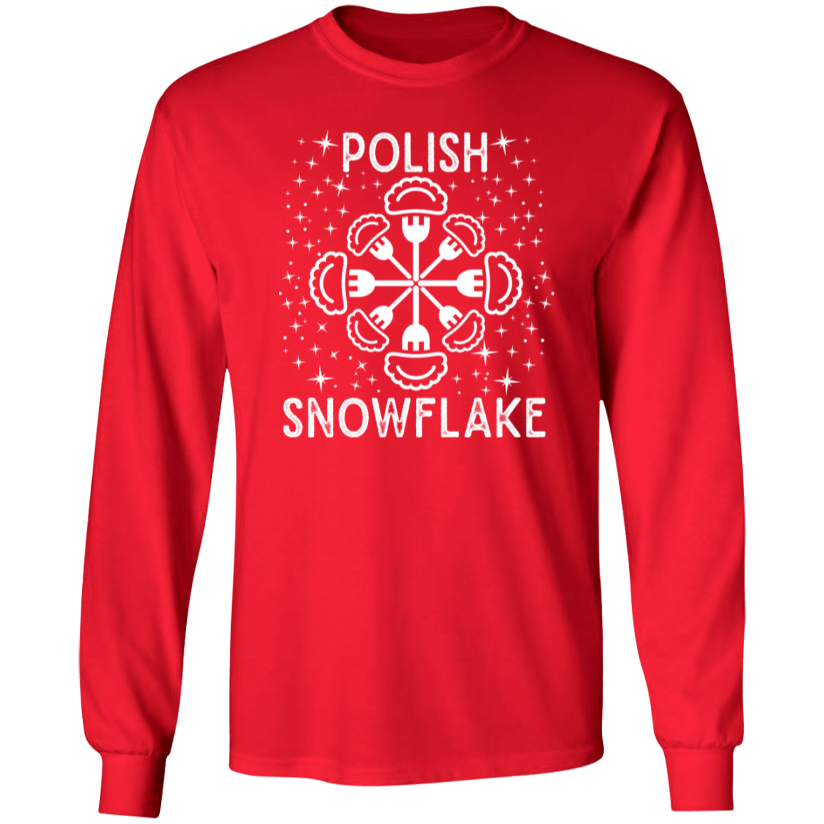 Polish Snowflake T-Shirt Apparel CustomCat G540 LS T-Shirt Red S