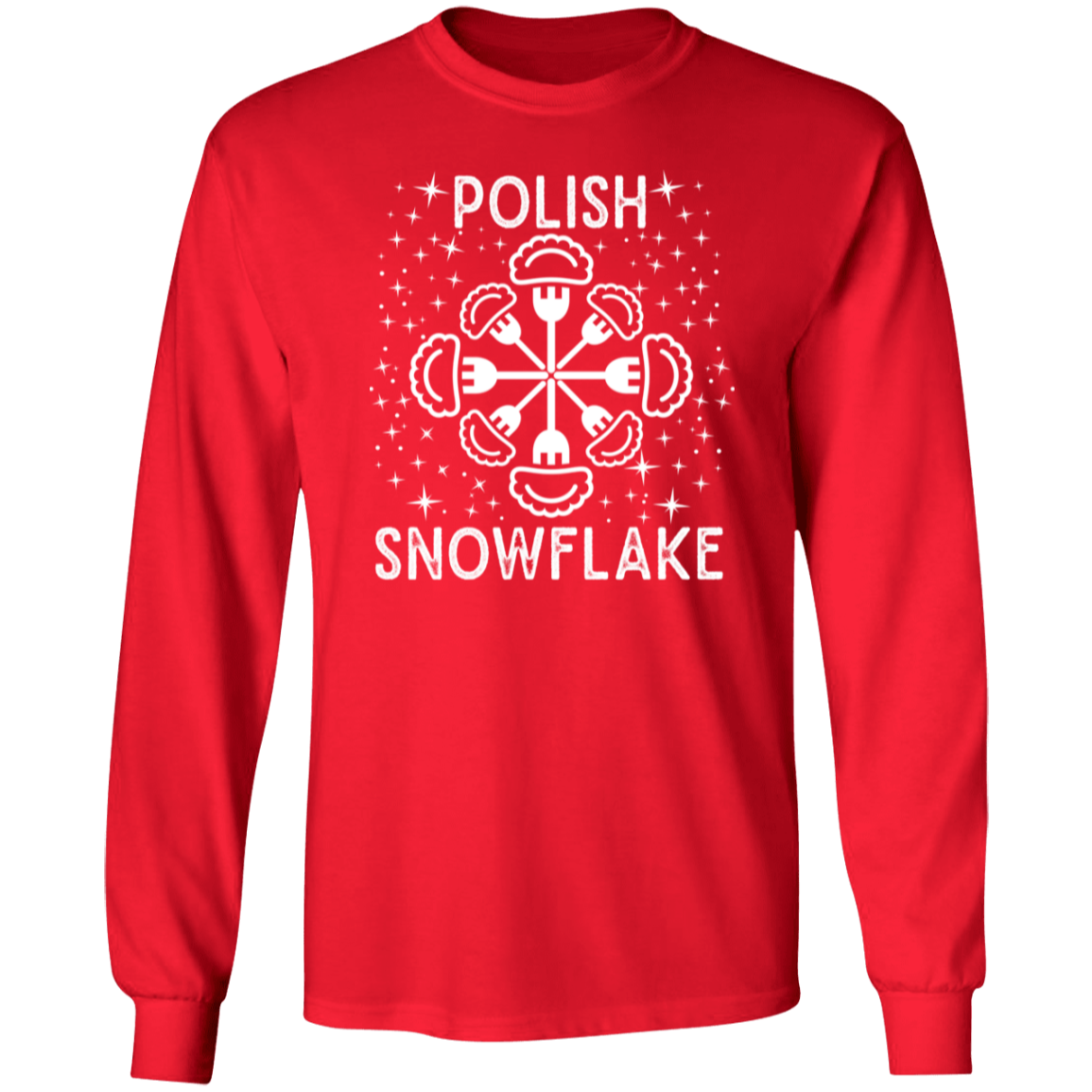 Polish Snowflake T-Shirt Apparel CustomCat G240 LS Ultra Cotton T-Shirt Red S