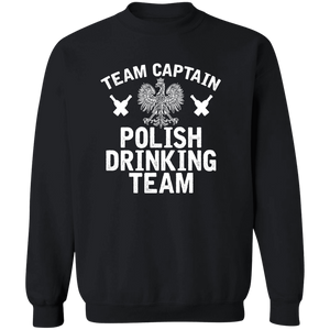 Team Captain Polish Drinking Team - G180 Crewneck Pullover Sweatshirt / Black / S - Polish Shirt Store