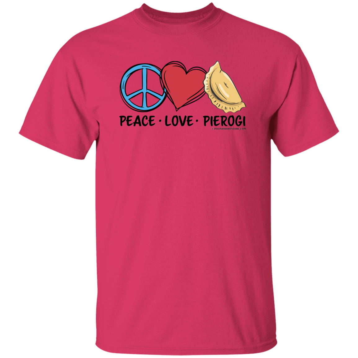 Peace Love Pierogi T-Shirts CustomCat Heliconia S 