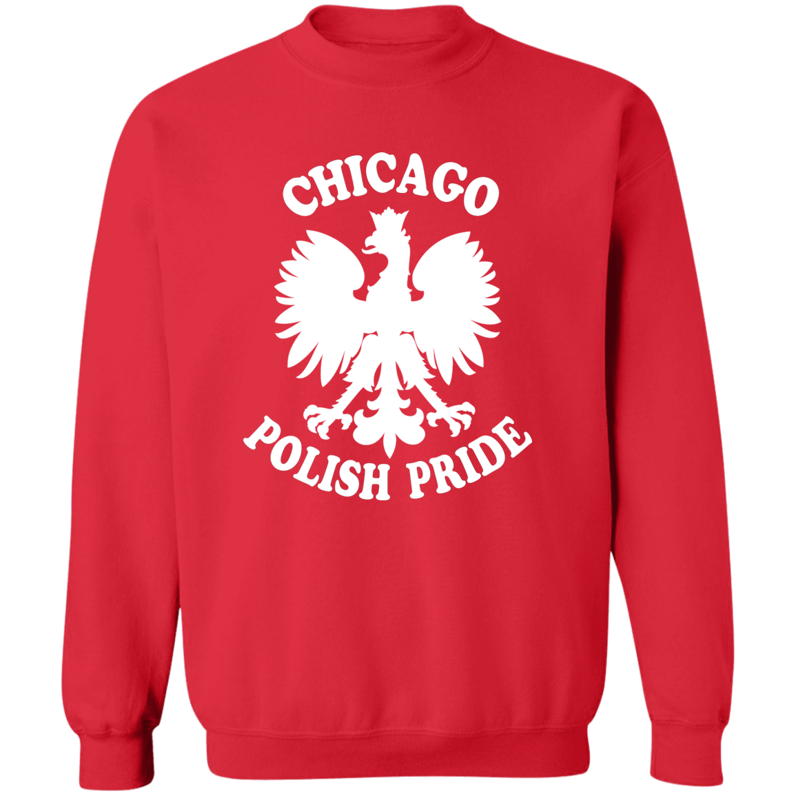 Chicago Polish Pride Apparel CustomCat G180 Crewneck Pullover Sweatshirt Red S