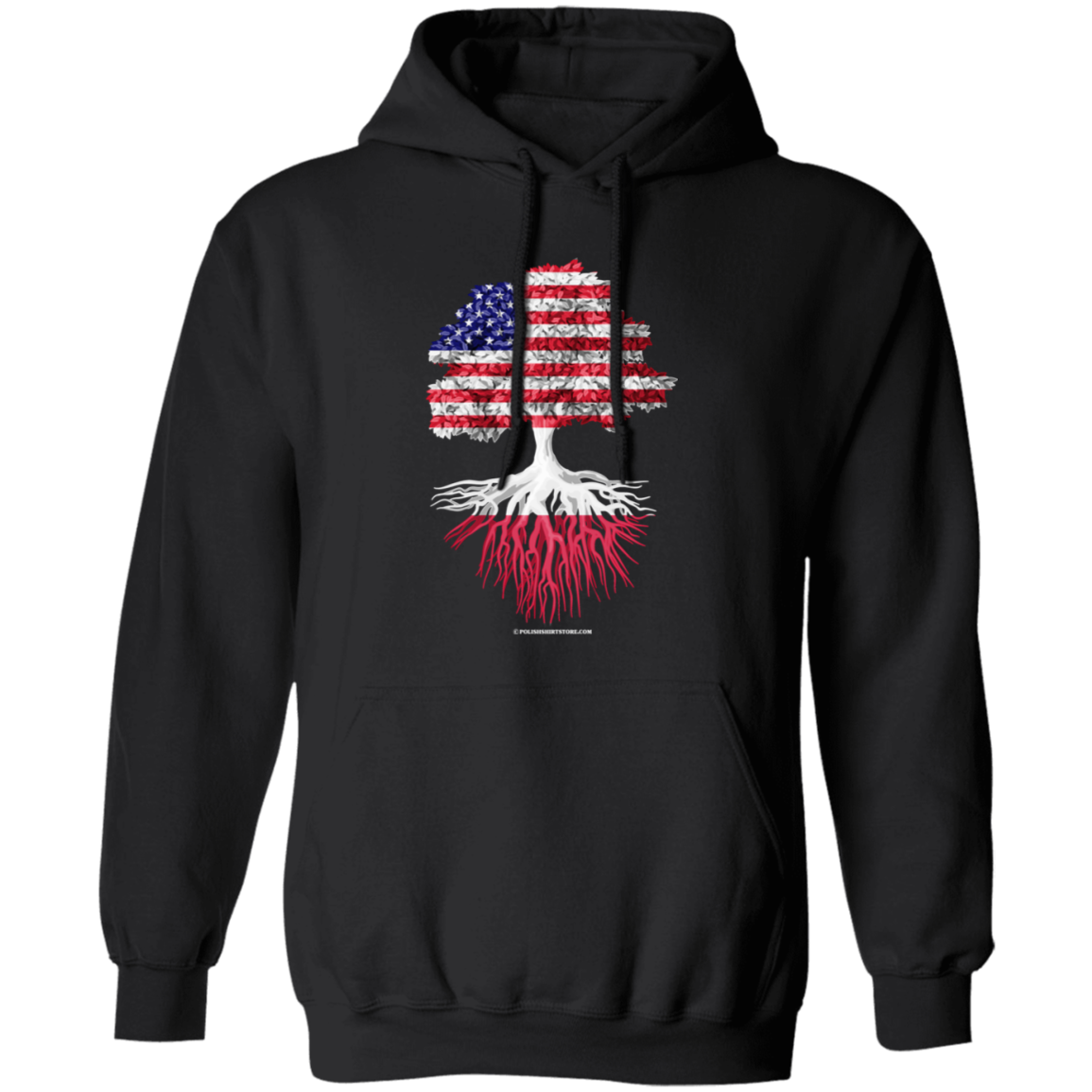American With Polish Ancestry Family Tree Apparel CustomCat G185 Pullover Hoodie Black S