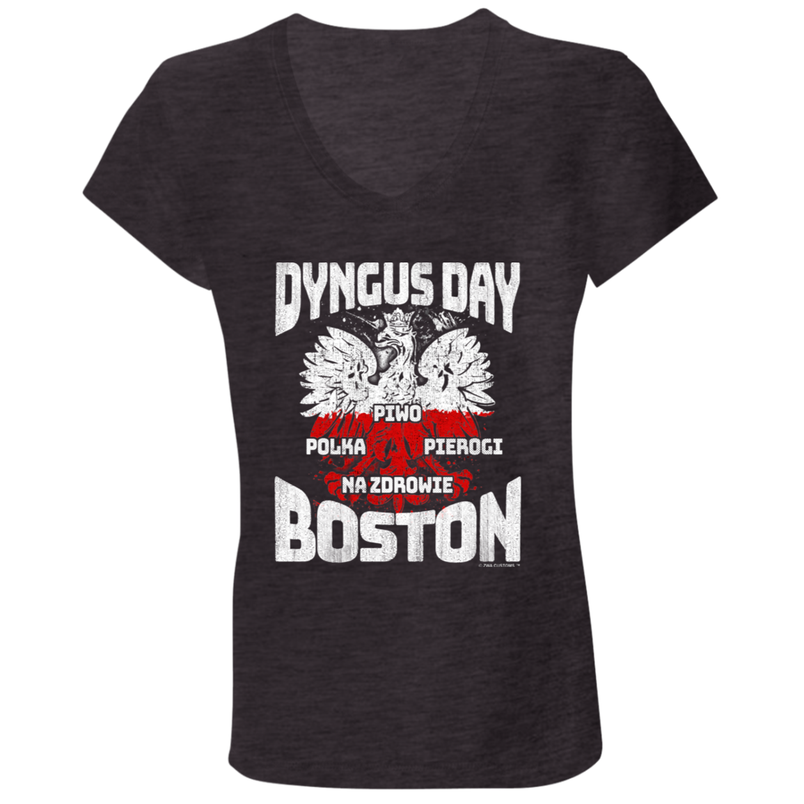 Dyngus Day Boston Apparel CustomCat B6005 Ladies' Jersey V-Neck T-Shirt Dark Grey Heather S