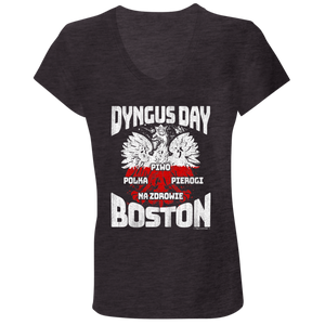 Dyngus Day Boston - B6005 Ladies' Jersey V-Neck T-Shirt / Dark Grey Heather / S - Polish Shirt Store