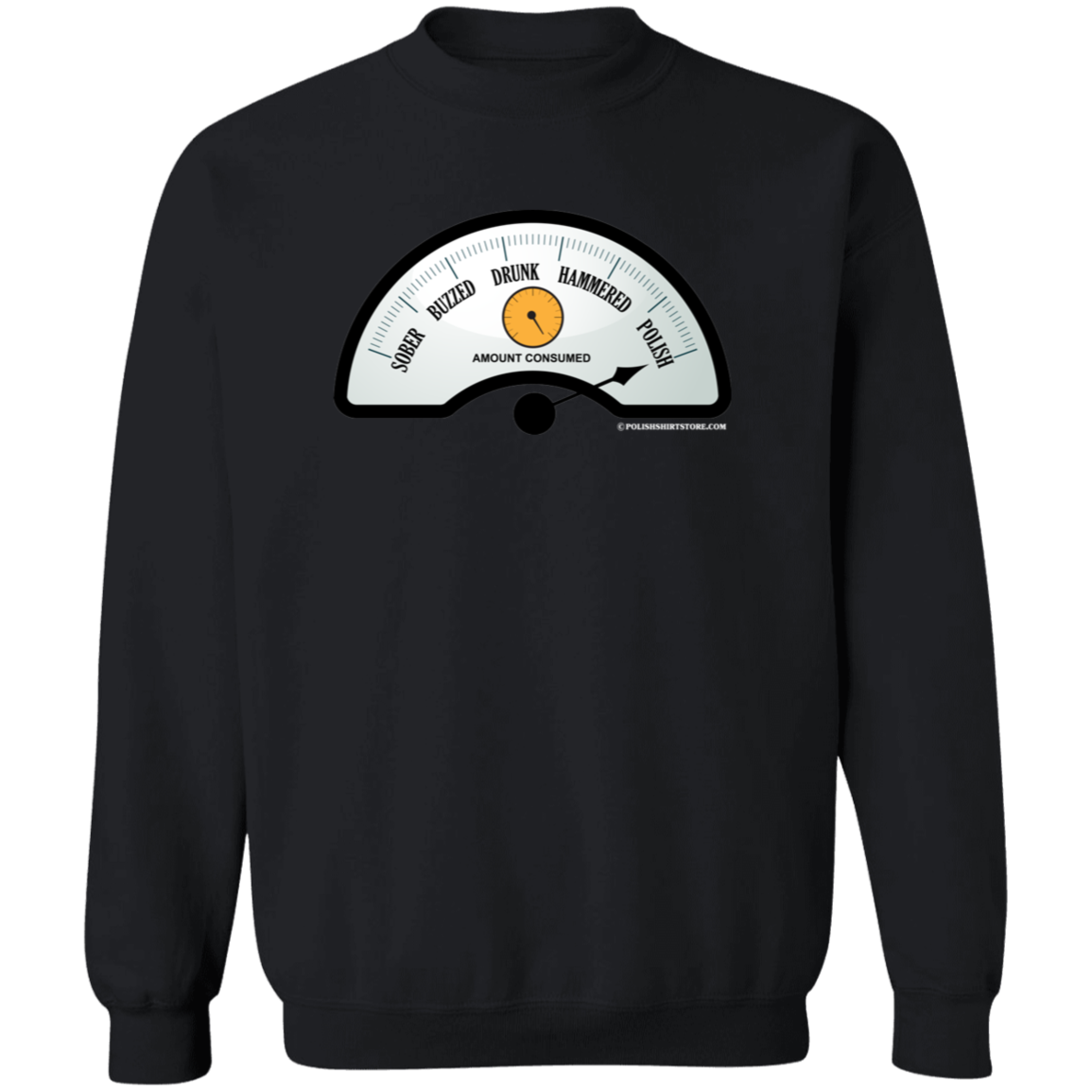 Polish Drinking Meter Apparel CustomCat G180 Crewneck Pullover Sweatshirt Black S