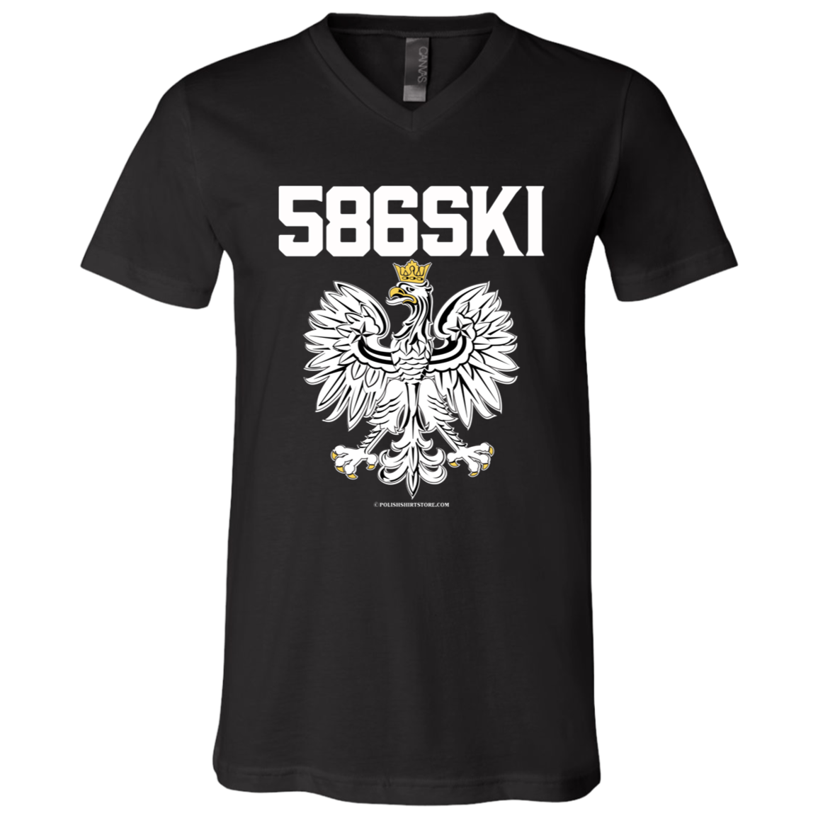 586SKI Apparel CustomCat 3005 Unisex Jersey SS V-Neck T-Shirt Black X-Small