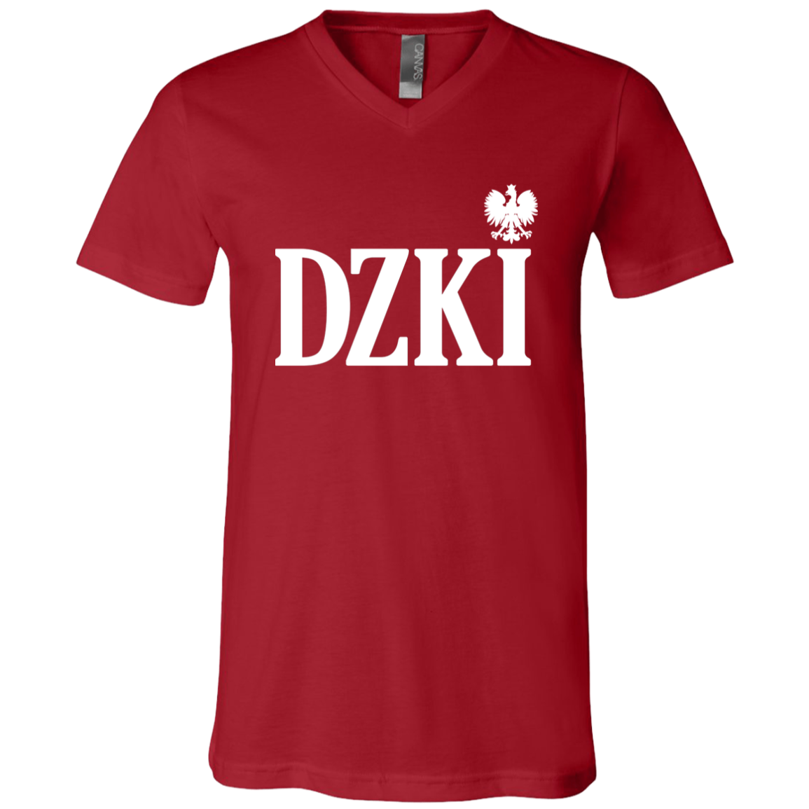 DZKI Polish Surname Ending Apparel CustomCat 3005 Unisex Jersey SS V-Neck T-Shirt Canvas Red X-Small