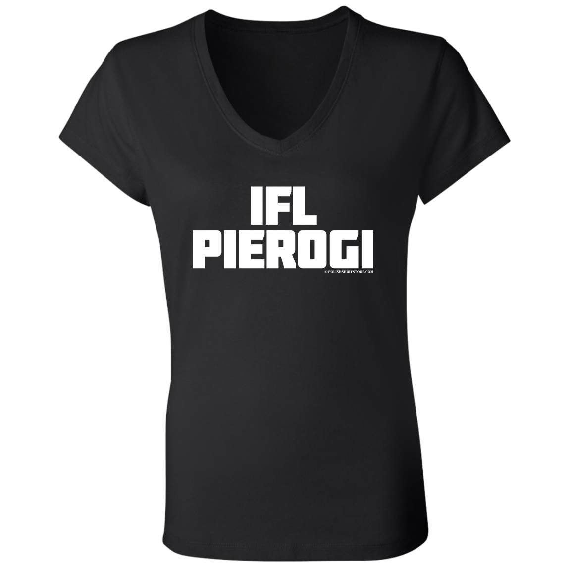 IFL Pierogi Apparel CustomCat B6005 Ladies' Jersey V-Neck T-Shirt Black S