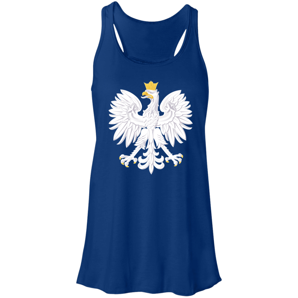 Polish Eagle Ladies Flowy Racerback Tank T-Shirts CustomCat True Royal X-Small 