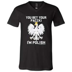 You Bet Your Paczki I'm Polish - 3005 Unisex Jersey SS V-Neck T-Shirt / Black / X-Small - Polish Shirt Store