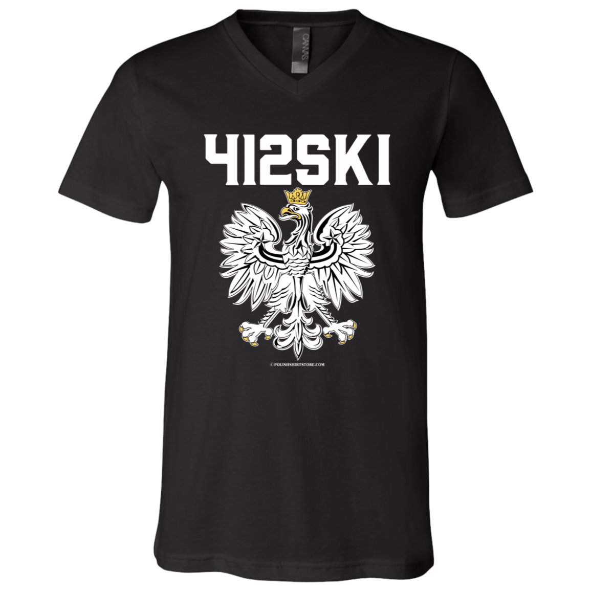 412SKI Apparel CustomCat 3005 Unisex Jersey SS V-Neck T-Shirt Black X-Small