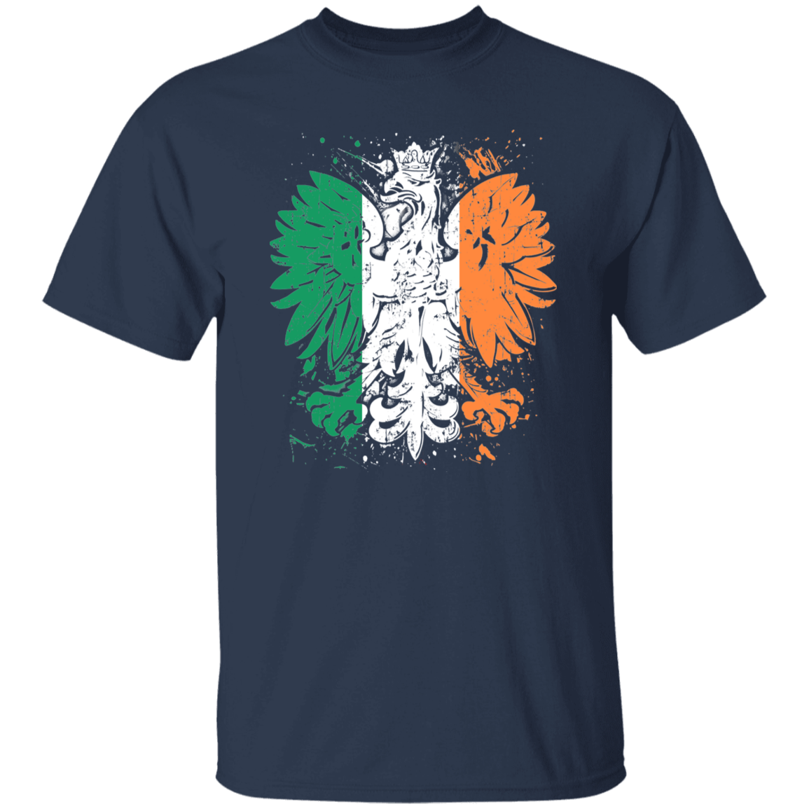 Polish Irish Heritage T-Shirts CustomCat Navy S 