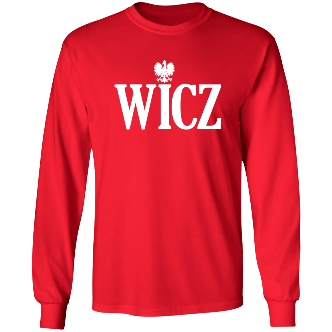 WICZ Polish Surname Ending Apparel CustomCat G540 LS T-Shirt Red S