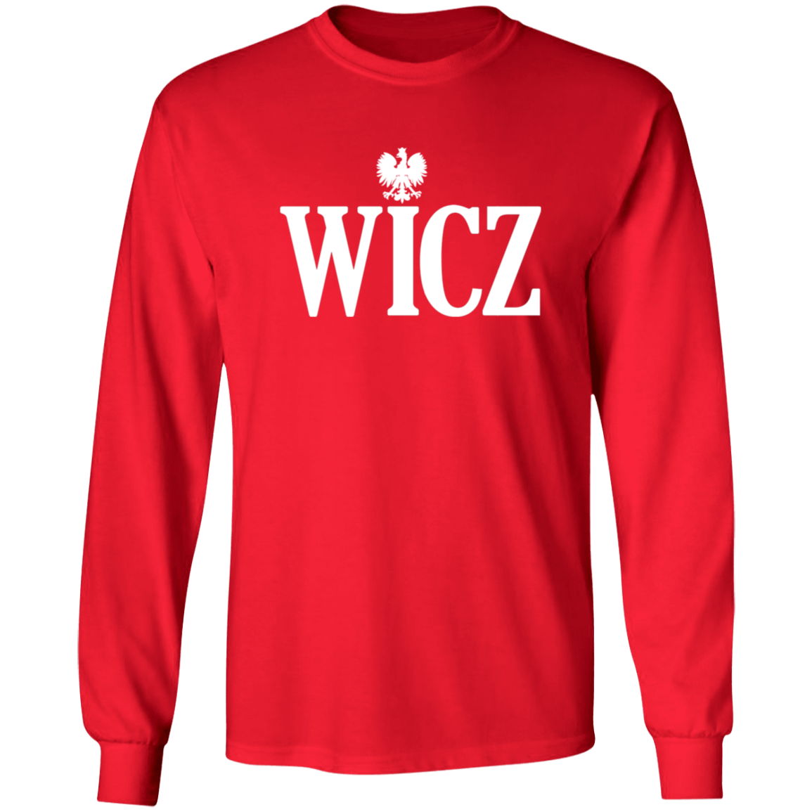 WICZ Polish Surname Ending Apparel CustomCat G240 LS Ultra Cotton T-Shirt Red S