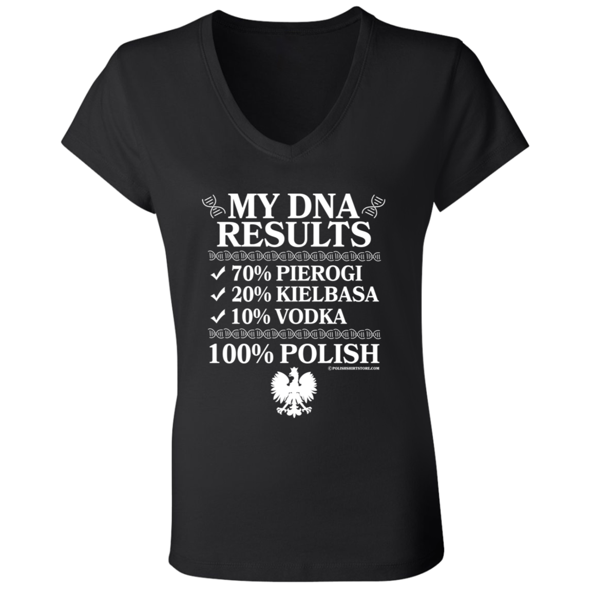 Polish DNA Results Apparel CustomCat B6005 Ladies' Jersey V-Neck T-Shirt Black S